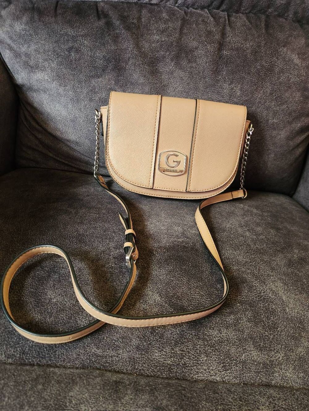 G By Guess Women’s Hand Bag Tan Purse Adj Shoulder Strap (R)